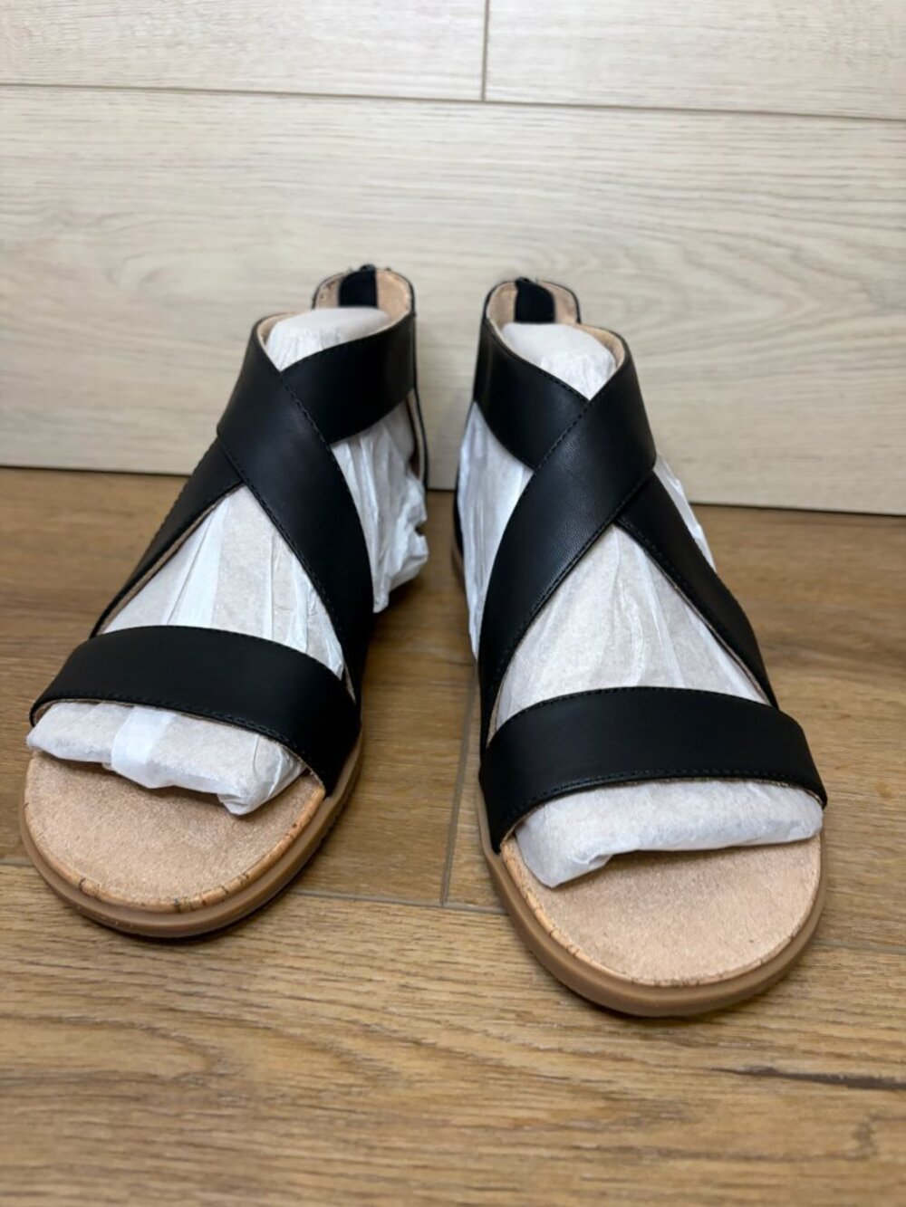 Naturalizer Cindi Cork Wedge Sandal Black Size 10 Wide Width